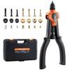 Rivet Nut Tool Kit, 14-Inch Two-Handed Rivnut Tool Kit, with 7 Mandrels and 70 Nuts, Metric and SAE Size M6, M8, M10, 10-24, 1/4-20, 5/16-18
