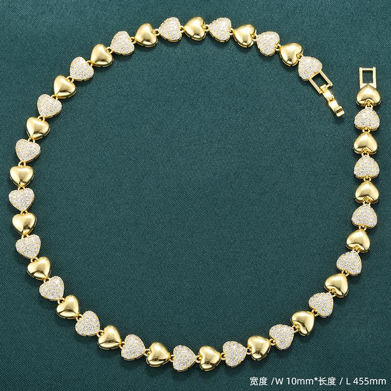 Liebe Splicing Armband Halskette Premium Gefühl Herzförmig Pfirsichherz Schmuckset Vl663-664