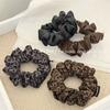 Fashionable Retro Leather Small Intestine Hairband, Flower-shaped Ponytail Hair Tie, Elegant Ponytail Hair String