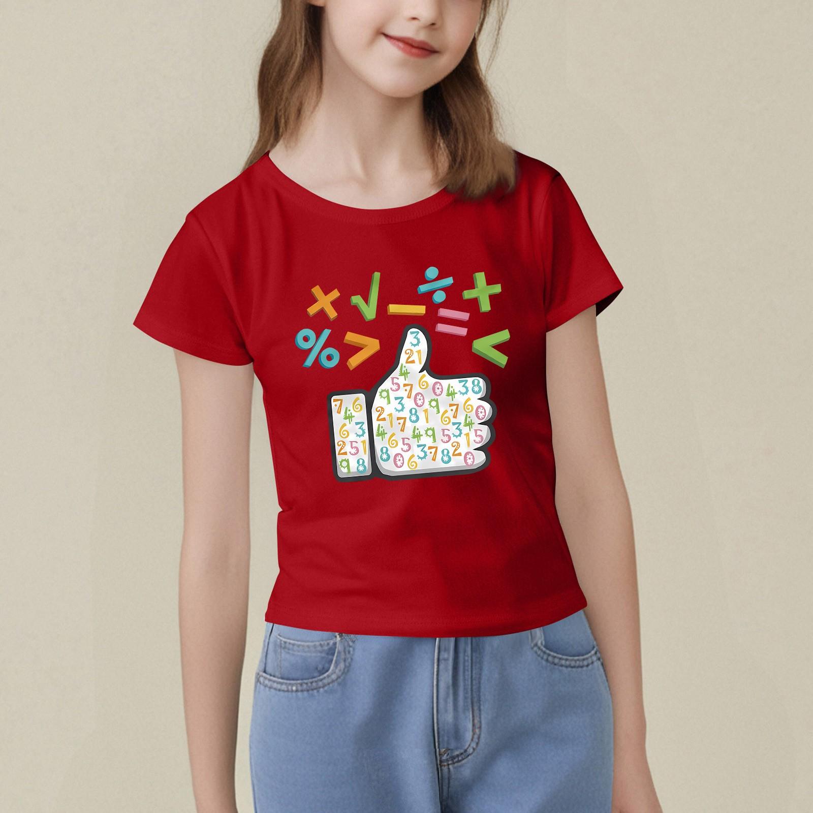 

Детский набивной короткий рукав круглый вырез повседневный удобный свободный легкий топ 110 красный