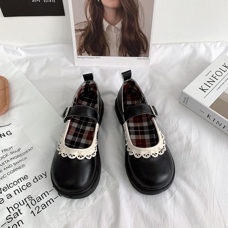 

Модные женские туфли-лодочки Готическая обувь для женщин Каваи Мэри Джейн Вечерние Черные Милые Низкий каблук Элегантный Японский стиль Лолита Круглый носок L Корейский 40