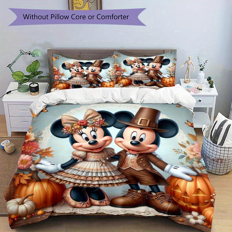 3pcs Set Autumn, Thanksgiving, Mickey Bedding Set with Duvet Cover+Pillowcases, All-Season Polyester, Zipper Closure51