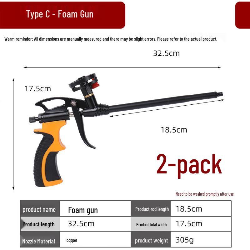 All-Metal Easy Clean Spray Gun for No-Clean Polyurethane Foam Sealant