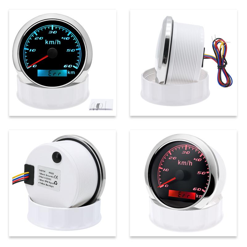 ZMFJH 30KMH-300KMH 85mm Analog Pulse Speedometer Gauge 7 Color Light Speed Meter Pulse Signal Speedometer Car Boat Yacht 12V24V