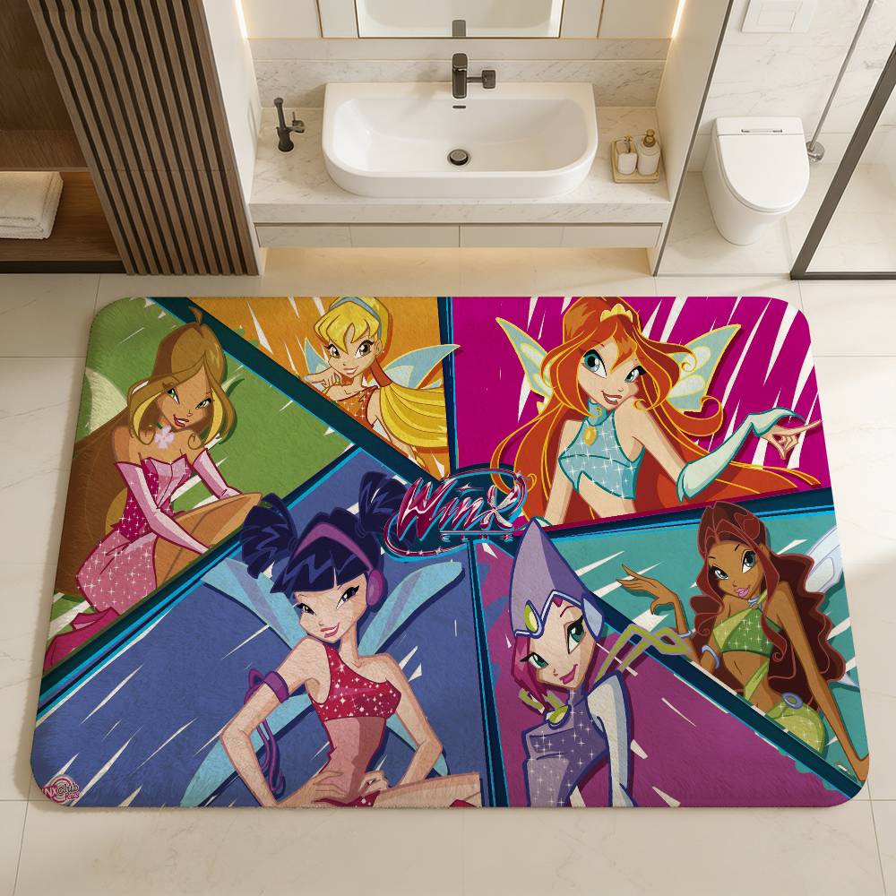 Girl-W-Winx Catoon Clubs Floor Mat Retro Multiple Choice Living Room Kitchen Rug Non-Slip Modern Home Decor