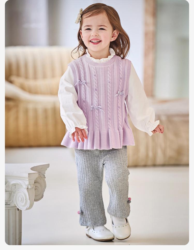 David Bella Girls' Sweater Spring Dress Children's Fake Two Piece Knitted Sweater Baby Pie Hoodie