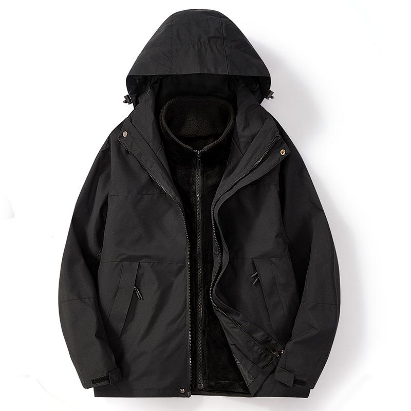 Men's Autumn and Winter Soft Shell Windproof Three-in-one Storm Jacket Plus Cashmere Warm Couple Coat