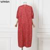 VONDA Overszied Women Batwing Sleeve Floral Print Loose Casual Long Maxi Robe Dress
