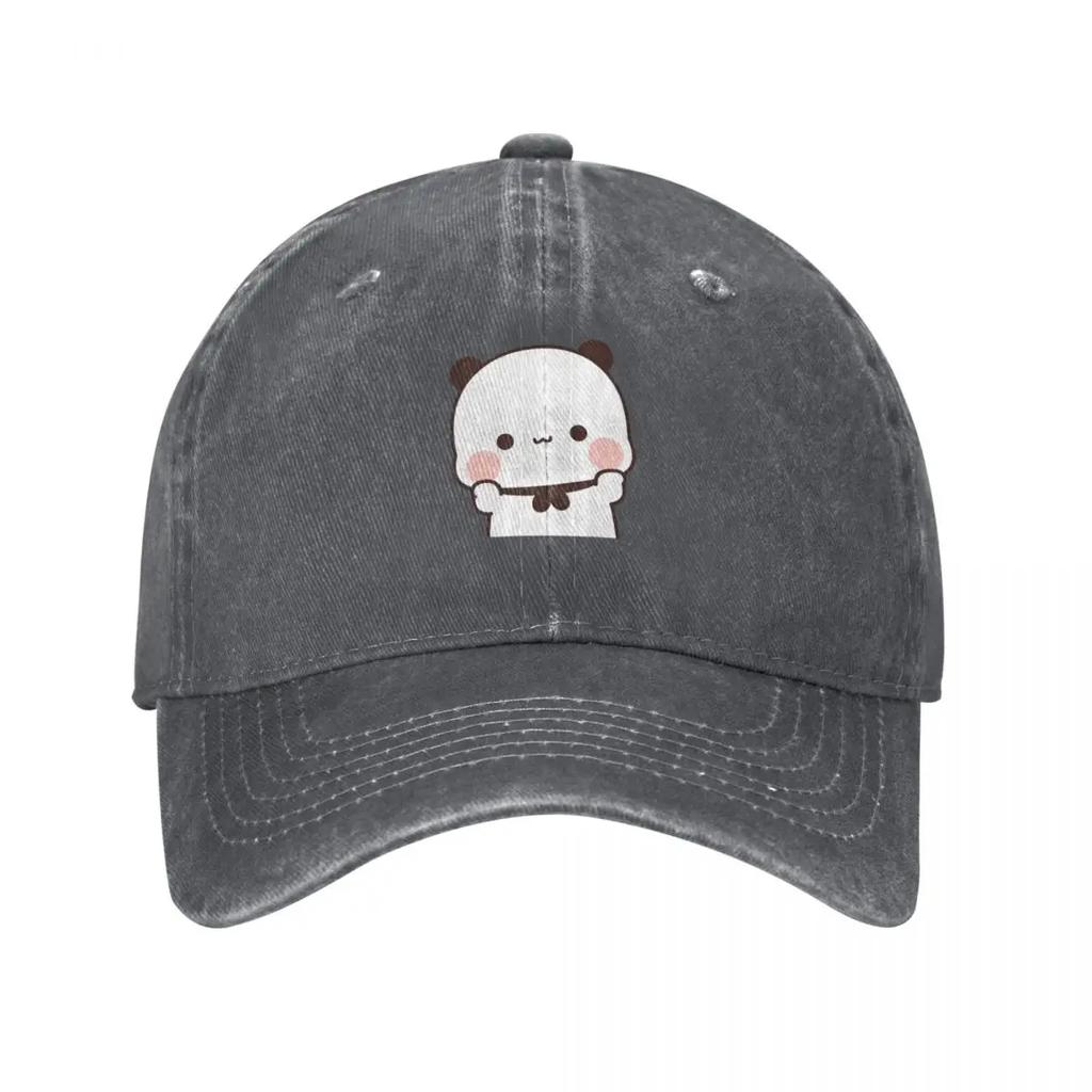 Cute BuBu Panda saying Hello to you Baseball Cap Hat Beach Hat Unisex sun caps designer cap Unisexs Caps Womens
