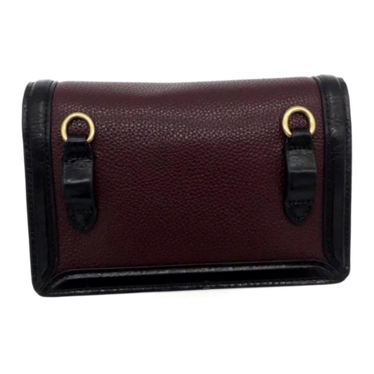 Coach Riley 18 Carriage Buckle Accordion Bag Women Shoulder Bag Black Burgundy 79668-B4C1L