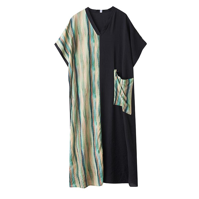 XITAO Patchwork Print Contrast Color Dress ZMY1012 One Size зелёный