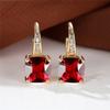 Blue Zircon Square Stone Luxury Crystal Rainbow Hoop Earrings Boho Gold Color Engagement Wedding  For Women
