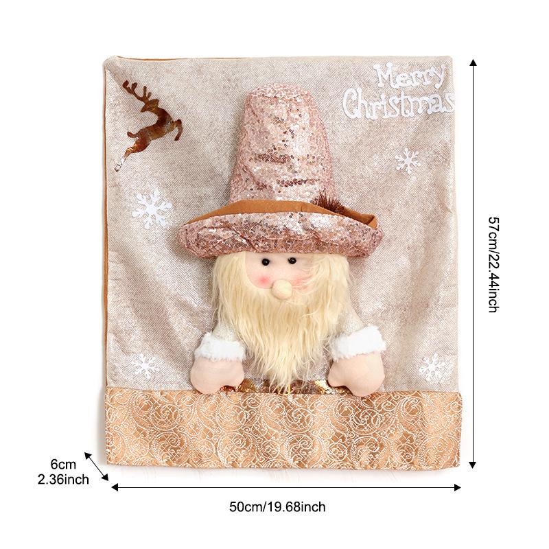 Christmas Chair Dust Cover Cute Cartoon Plush Toy Chair Back Cover Santa Claus Snowman Elk Festival Dress Up New Year Merry Xmas