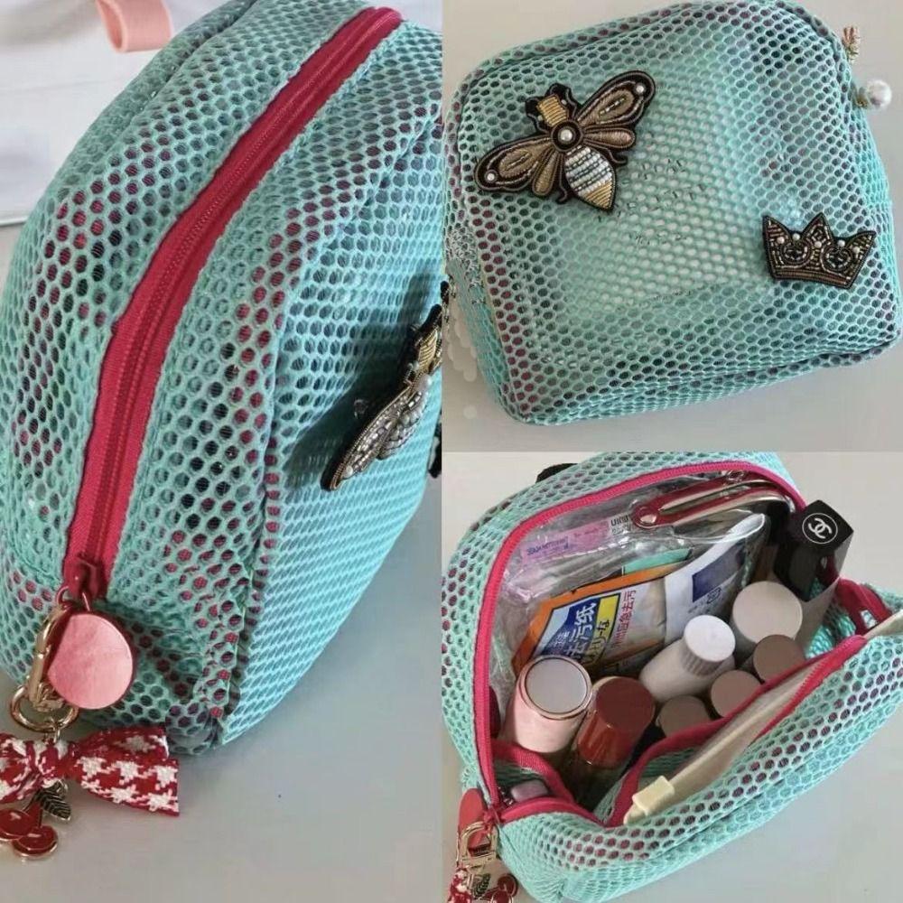 Lightweight Mesh Zipper Bags Portable Cosmetic Accessories Organizer Travel Toiletry Pockets  Girls