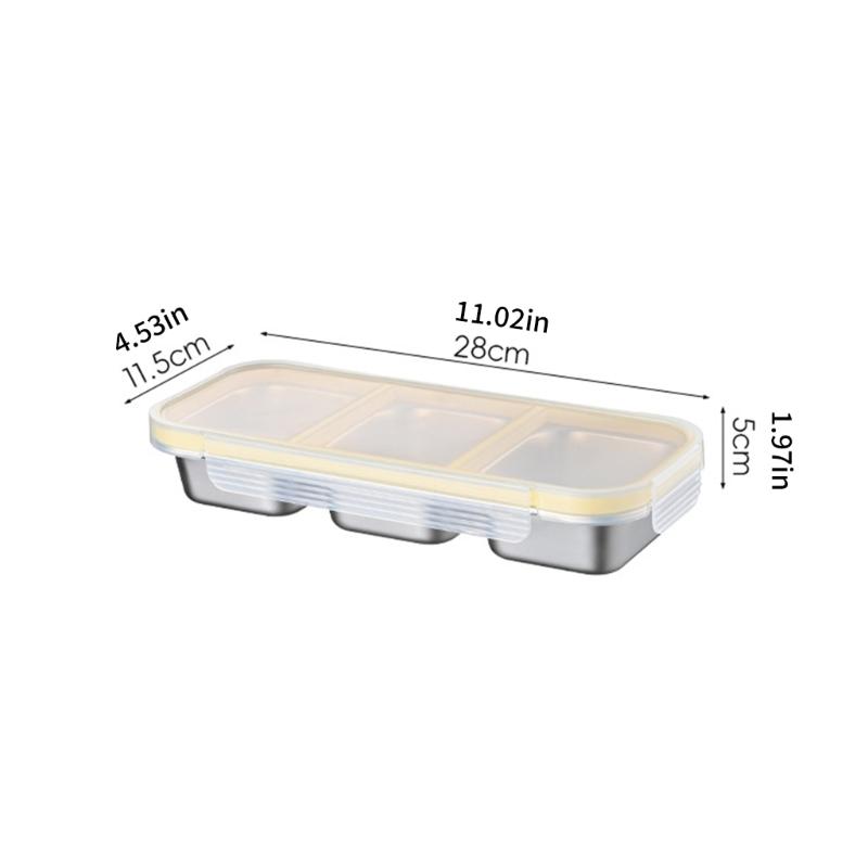 Stainless Steel Bentos Box with Plastic Lid Multi Compartment Design Leak Proof Lunch Container For Work Travel