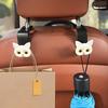 2pcs Cartoon Adorable 3D Cartoon Cat Car Seat Headrest Hooks Universal Auto Fastener Hangers Car Storage Interior Accessories