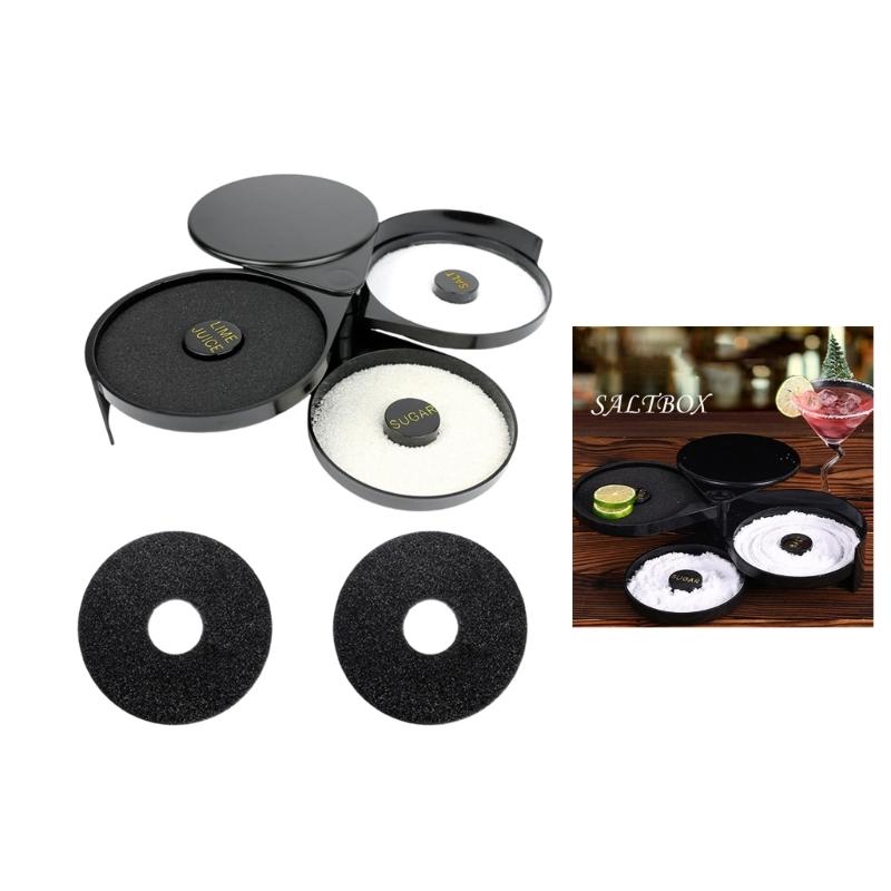 Portable Three Layer Plastic Salt Rimmer Container For Camping Travel And Daily Use Three Compartments Rimmer