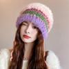 Ladies Hat Autumn and Winter Face Small Fluffy Wool Knitted Hat Tide Warm Ear Protection Fur Bucket Hat