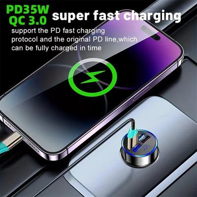 PD + QC 3.0 Schnellladeadapter für Autotelefone, 4 Anschlüsse, USB-Autoladegerät Typ C, PD35W, Schnellladeadapter 3.0
