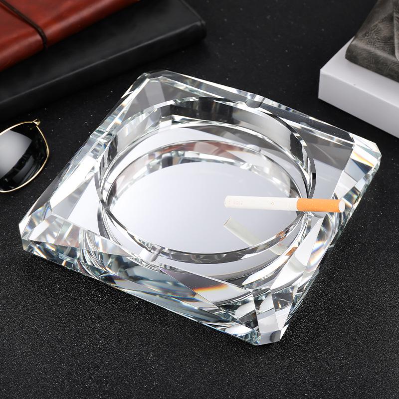 Premium Crystal Ashtray for Home and Office with Custom Logo Engraving - Elegant Gift for Living Rooms, KTV, and Corporate Settings