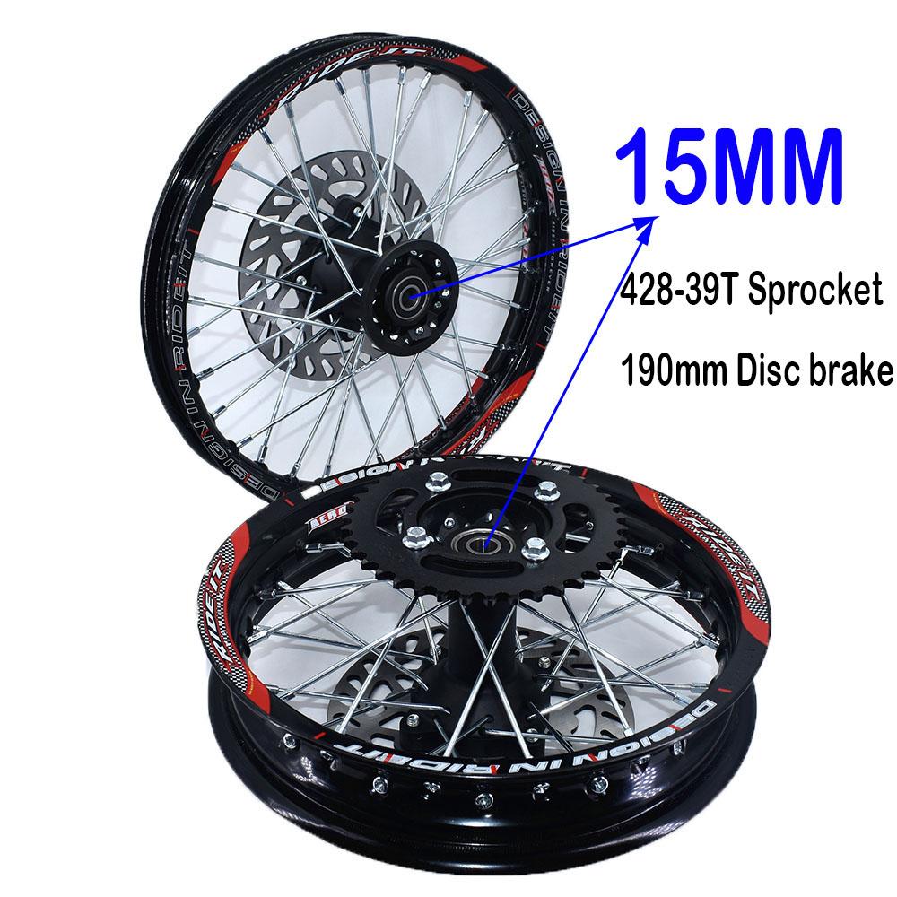 Aluminum Alloy Wheel Front 1.40-14 Inch Rear 1.85-12 Inch Rims Sprocket Disc Brake For KLX CRF Kayo BSE Dirt Pit Bike Motorcycle