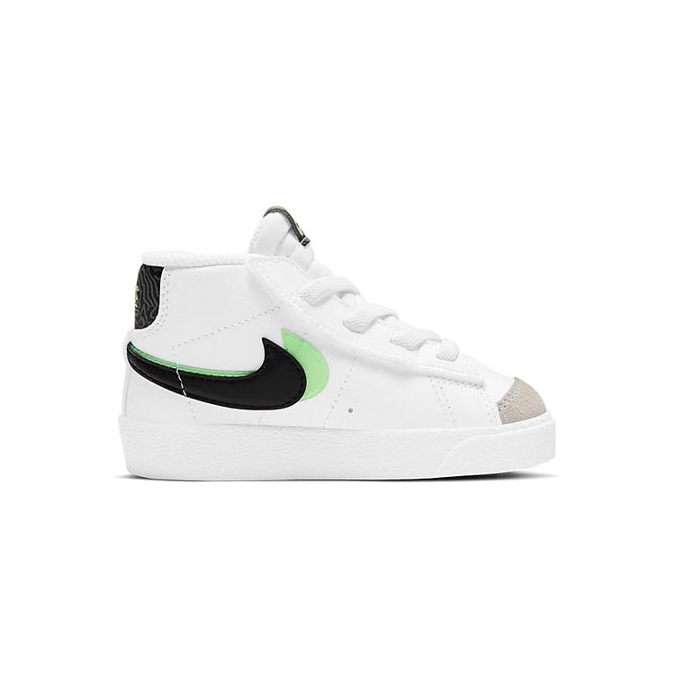 Nike Blazer 77 SE Mid Top Skateboard Shoes Black White Green Infant And Toddler DD1849-100