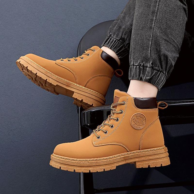 New Autumn Men's Boots Classic Fashion Wear-resistant Waterproof High-top Martin Boots Soft-soled Tooling Non-slip Rhubarb Boots
