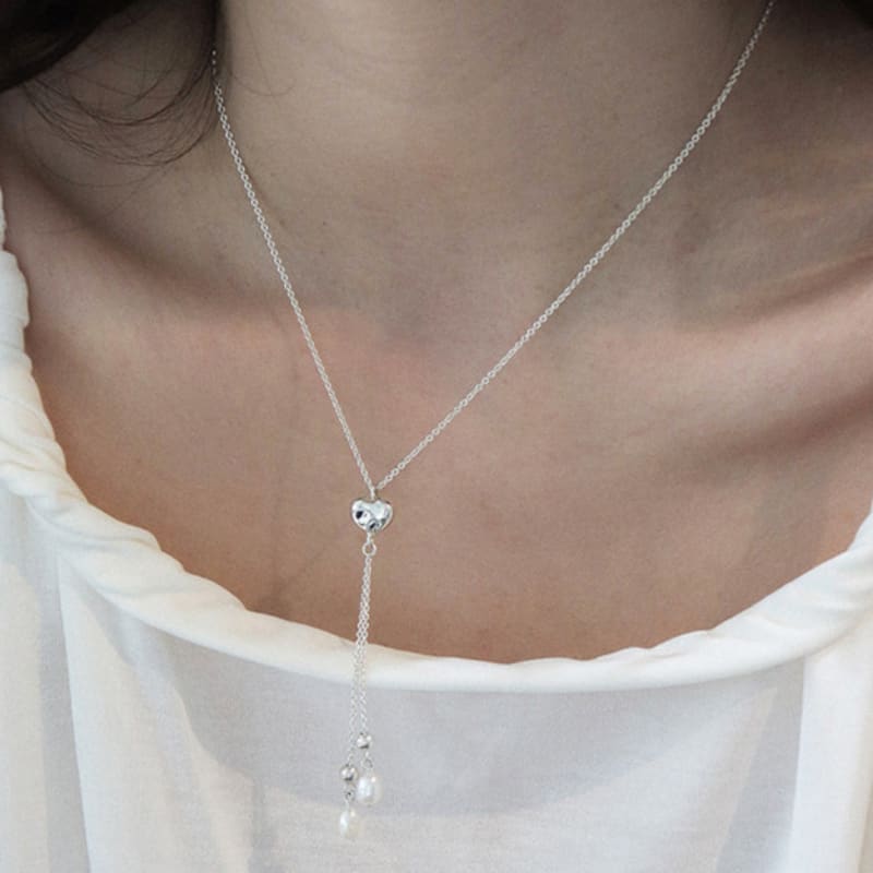VINOOM Heart Drop Necklace (pearl)