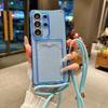 Crossbody Lanyard Clear Slot Card Holder Soft Case for Samsung S25 S26 Edge S23 S24 Ultra S22 Plus A56 A55 A54 A53 A52 A51 Cover