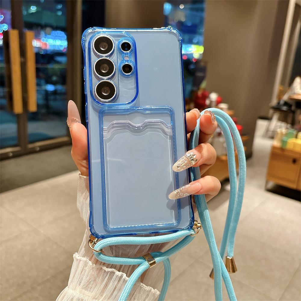

Crossbody Lanyard Clear Slot Card Holder Soft Case for Samsung S25 S26 Edge S23 S24 Ultra S22 Plus A56 A55 A54 A53 A52 A51 Cover Case & Strap&Galaxy S22 5G