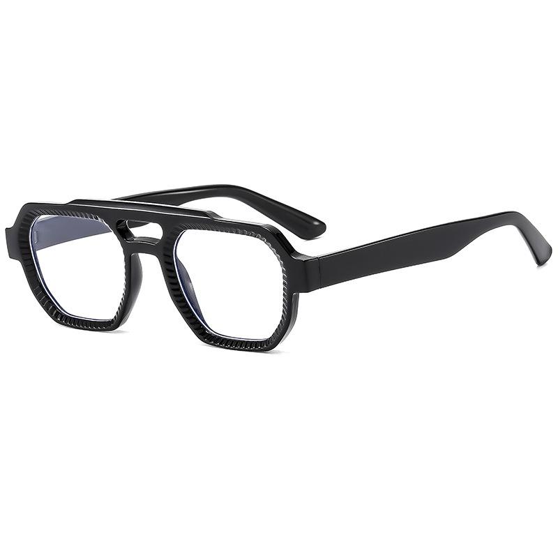 Retro Double-Beam Fashion Glasses: Versatile, Anti-Blue Light, High-End Style Frames for Casual Wear, Prescription Ready.