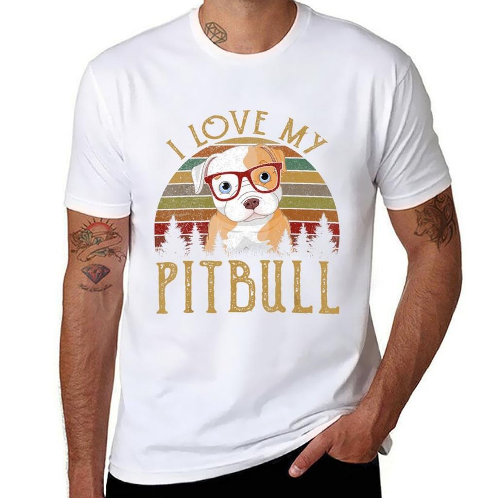 I Love My Red Pitbull Cute Pittie Dog Mom Dad Vintage Pet Lover TShirt Casual Trendy Streetwear Tee Shirt