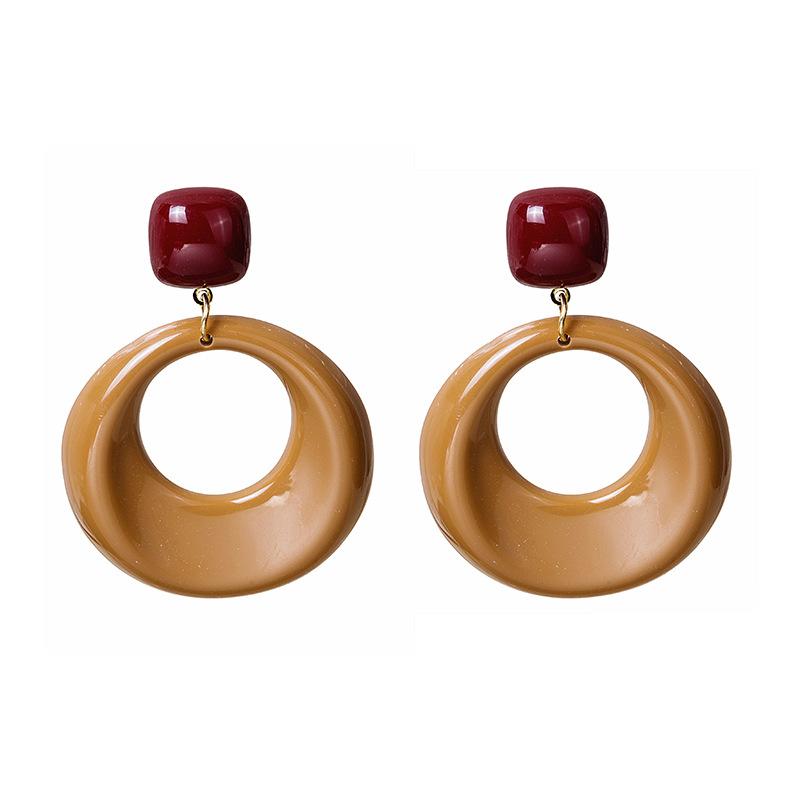 Acryl Geometrische Vintage Ohrringe Runde Vertiefung Unregelmäßiger Kreis Reife Mädchen Steckerohrringe Schmuck