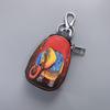 Retro Ethnic Style Women's Genuine Leather Key Bag with Zipper Pendant and Color Print KTY