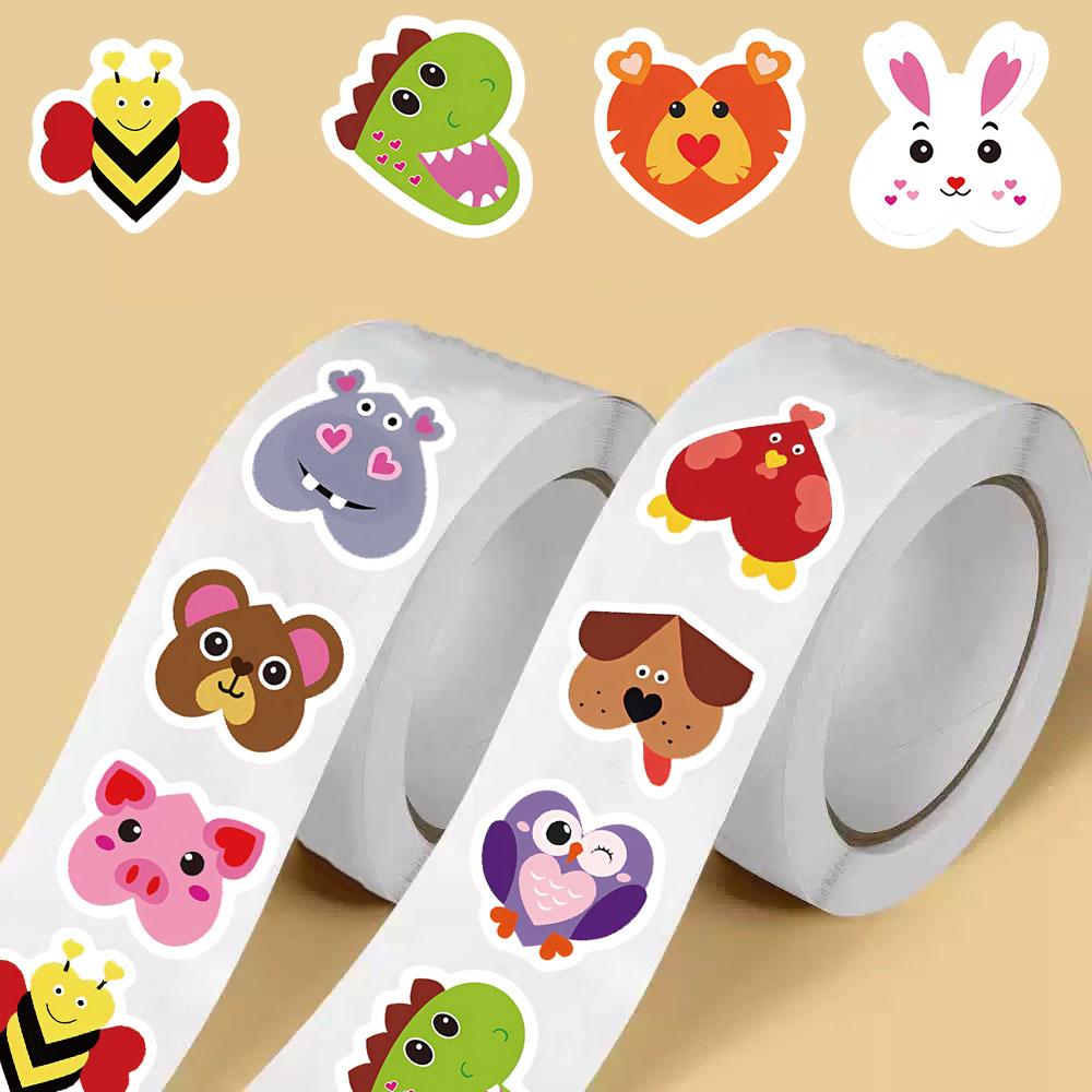 

500PCS Kawaii Animal heart shape Roll Stickers Aesthetic Harajuku Gifts Suitcase Art Harajuku Phone Y2K Fashion Landscape Sticke
