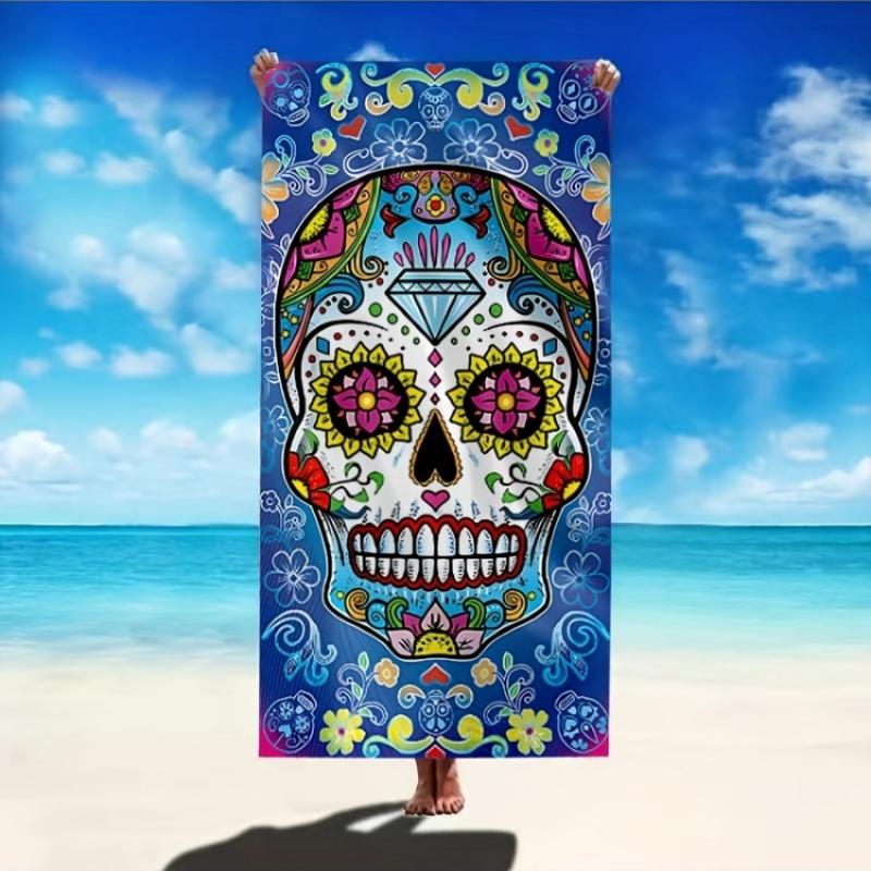 

1pc Skull Pattern Beach Towel,Suitable for Seaside,Swimming Pool,Bathroom,Camping Travel, Yoga Fitness Multi-Purpose Beach Towel W40*H60(CM)