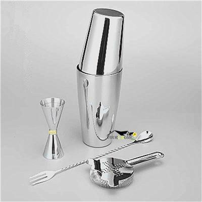 Cocktail Shaker Bar Set Shaker Barware Set - 4 Pieces Bartender Kit Include Shaker, Jigger,Strainer & Spoon Barware