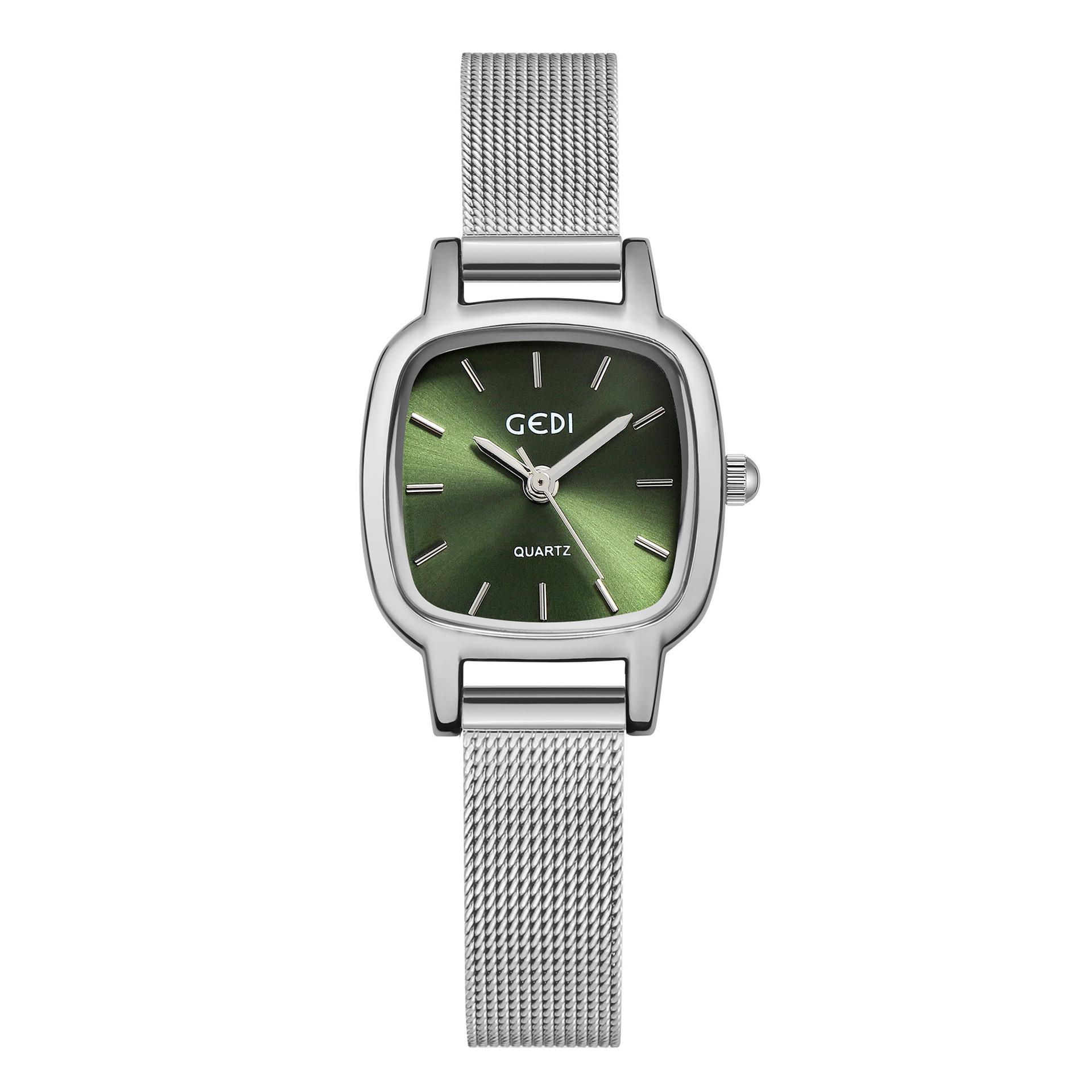 

Gedi IN Style Модные Минималистичные Квадратные Часы Элегантный Миланский Сетчатый Водонепроницаемый Кварцевый Женский Часы