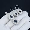 Blauer Sonnenstein Anhänger Set, Blauer Sonnenstein Edelstein Handarbeit 925 Sterling Silber Ohrring Anhänger Set für Frauen Anhänger Watte Geschenk