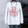 Ladies' Christmas Printed Round Neck Long Sleeved T-shirt Sweatshirt Top