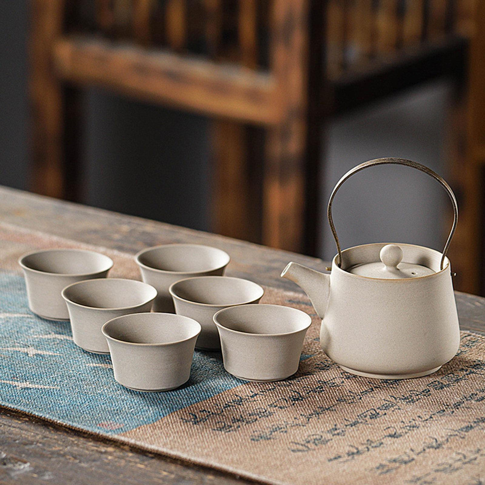 

Ceramic Teapot with Lid Milk Warmer Tea Kettles Infuser for Outdoor Indoor Restaurant бежевий