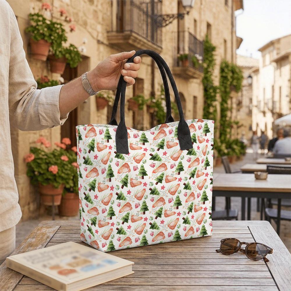Christmas Cute Print Tote Bag Fashion Large Capacity Casual Daily Carry Handbag For Shopping Travel