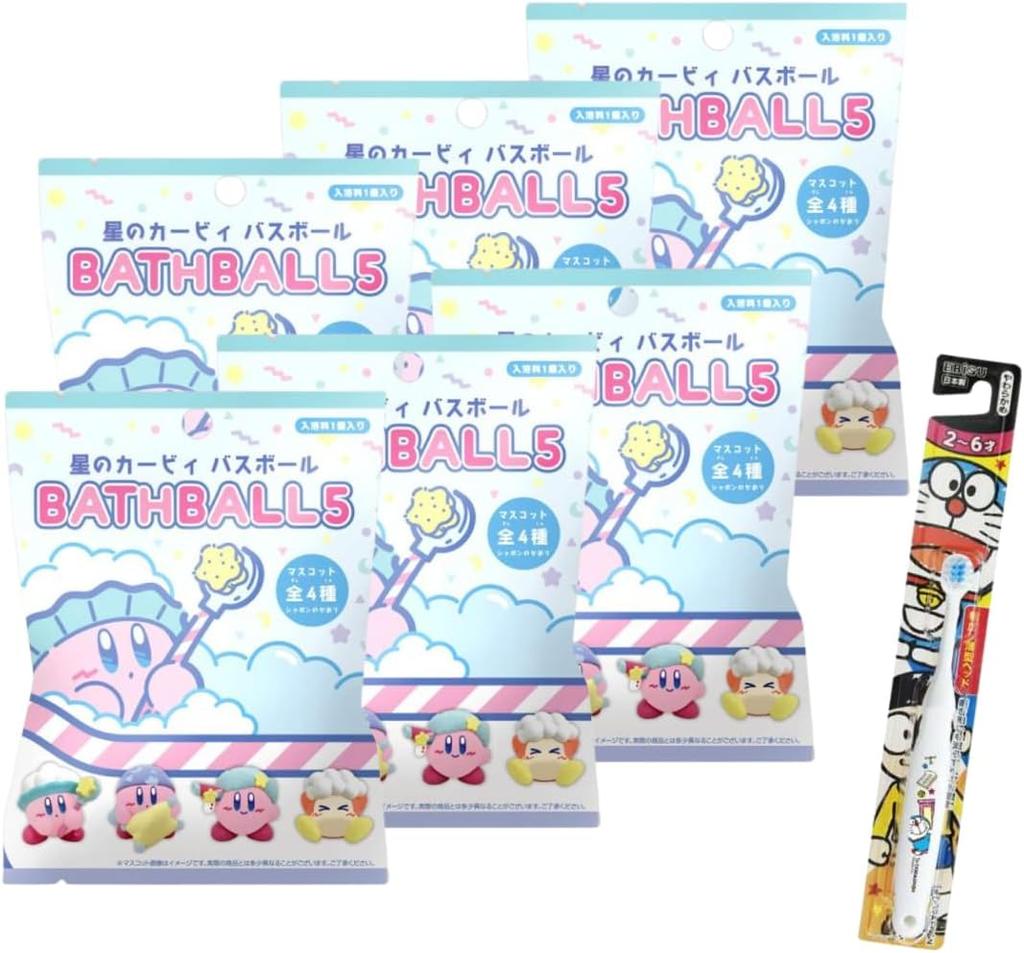 Of 6 Foaming Net Kirby Bath Bombs 5 Bath Balls with Bath Bath SK Japan a Free Toothpaste Perfect for Kids and [Set + Included] - Mascot, Scented,