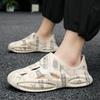 Summer Men Slippers Men Hollow Out Non-Slip Beach Shoes Sneaker Male Casual Slip On Flats Sandal Water Shoes Print