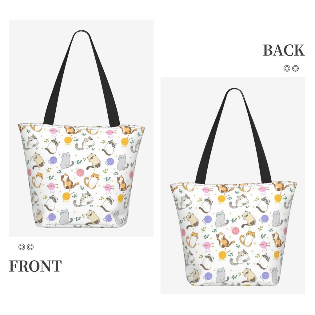 FURONGA Cat Tote Bag for Women, Lightweight, Large Capacity, A4 Size, Popular, Stylish, Durable, ShoulderHandbag, Travel, Unisex, Zippered (26)