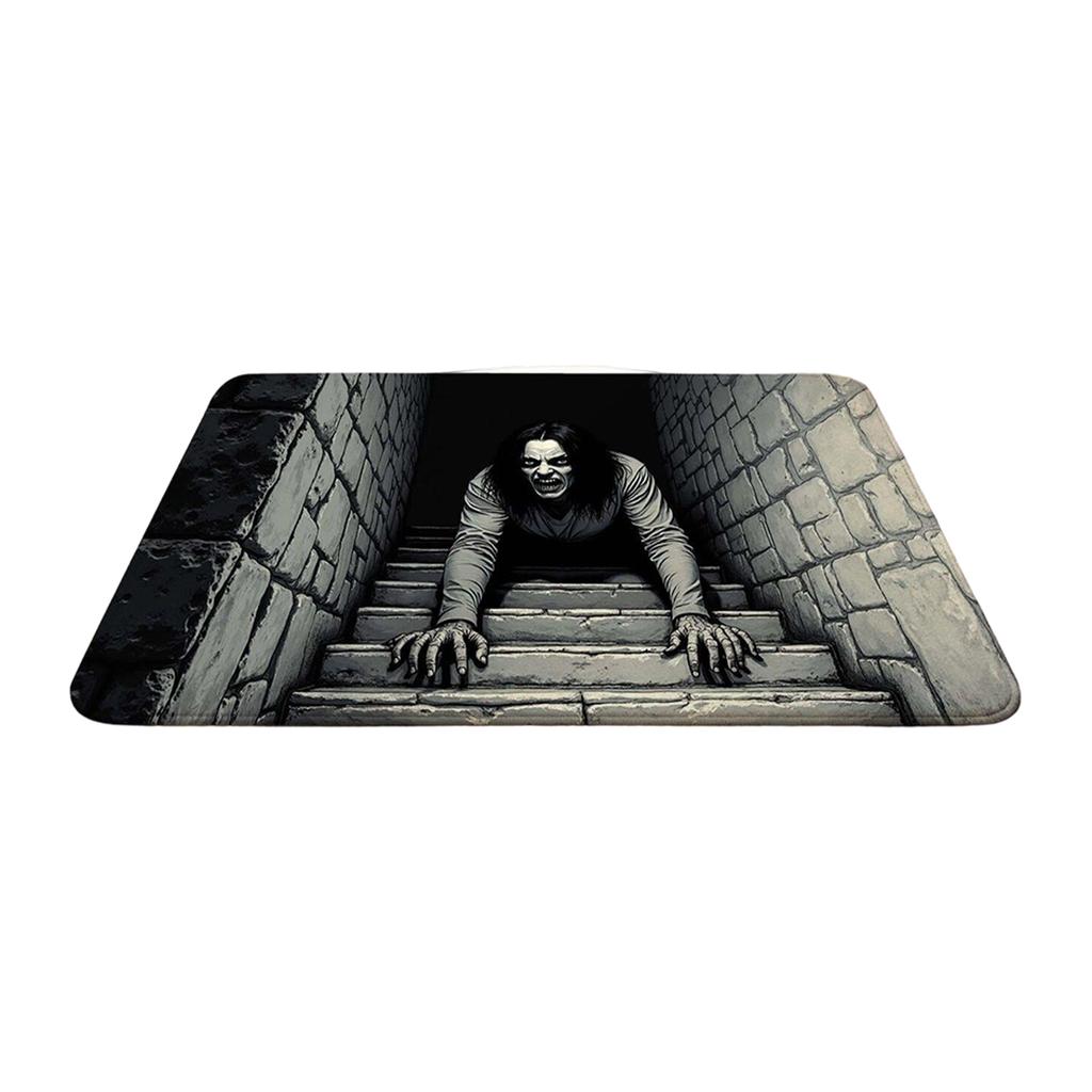 Felpudo de Esqueleto 3D para Halloween, Gris Oscuro, Grande - Entrada Interior Exterior con Diseño