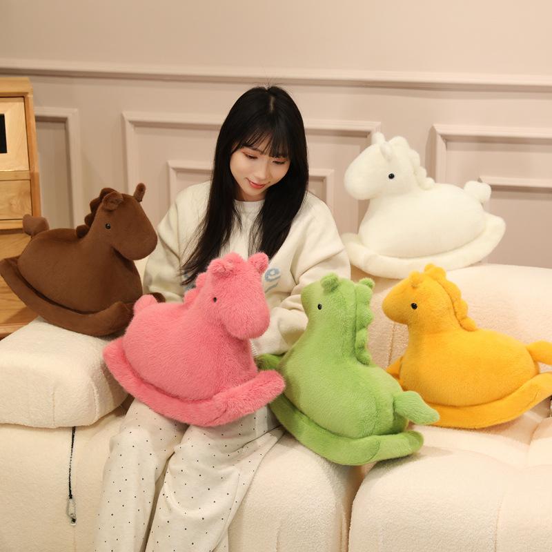 Creative soft rocking horse throw pillow plush toy doll pony doll girl play house children doll