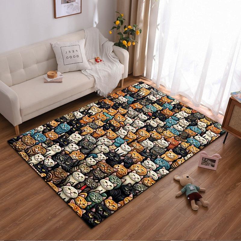 

Colorful Cat Faces Pattern Carpet for Living Room or Bedroom Decor Suitable for use as an anti-slip for living room bedroom sofas 40x60cm( 15x23in )