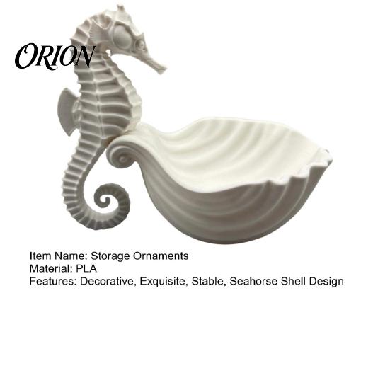 Unique Sea Life Ornaments 3D Printed Seahorse Shell Jewelry Tray for Rings Necklaces Bracelets, Ocean Theme Desktop Decor Style Organizer, Decorative