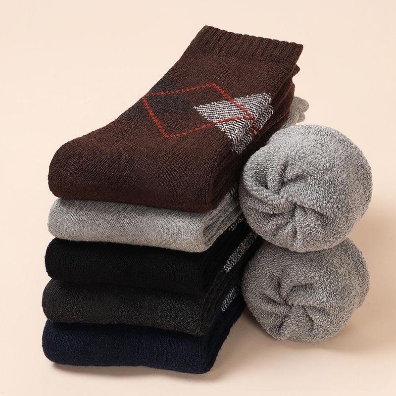 5 Paar Herren Mid-Calf Socken Vintage Warme Socken Strick Socken für Winter